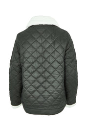 Product shot of the Fortunes Reversible Jacket in colour Multi (Green), from the back