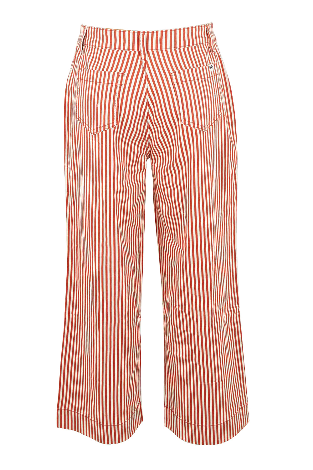 Product shot of the Stripe Straight Leg Jeans in colour Redwhite, from the back