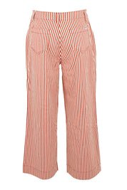 Product shot of the Stripe Straight Leg Jeans in colour Redwhite, from the back