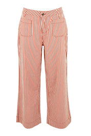 Product shot of the Stripe Straight Leg Jeans in colour Redwhite, from the front