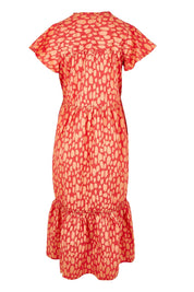 Product shot of the Sundown Cotton Maxi Dress in colour Coral, from the back