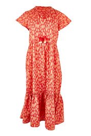 Product shot of the Sundown Cotton Maxi Dress in colour Coral, from the front