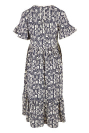 Product shot of the Arrows Cotton Midi Dress in colour Navy (Blue), from the back