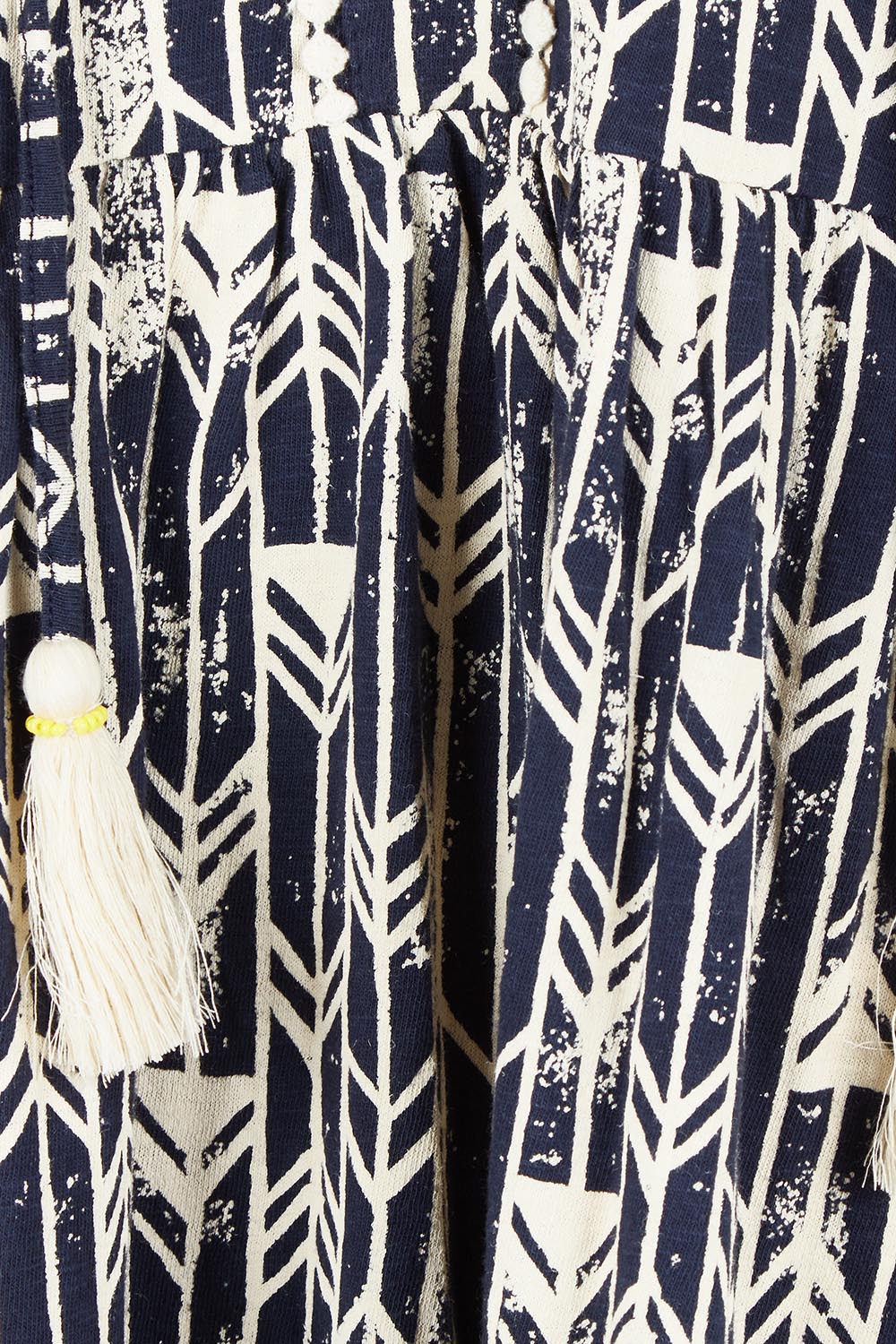 Product shot of the Arrows Cotton Midi Dress in colour Navy (Blue), detail