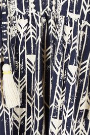 Product shot of the Arrows Cotton Midi Dress in colour Navy (Blue), detail