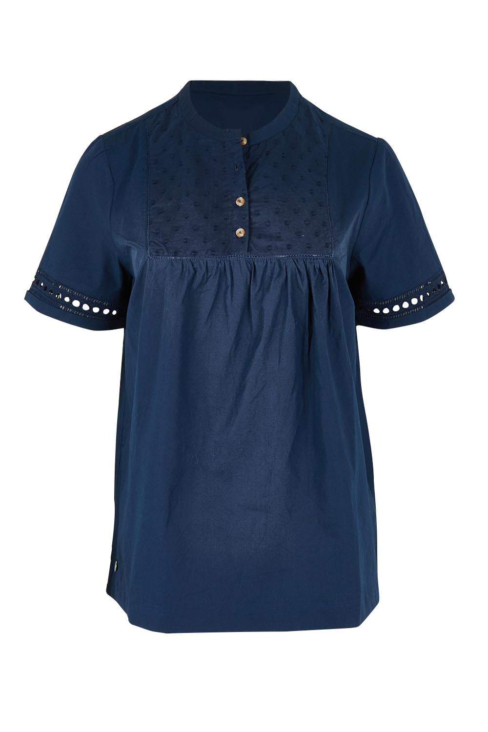 Preloved Quay Cotton Blouse - Navy