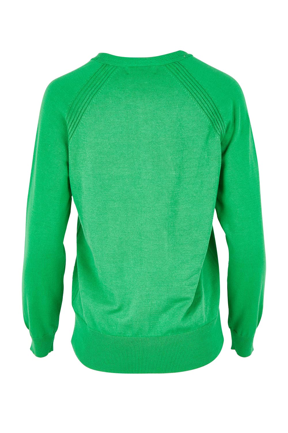 Product shot of the Kelly Green Classic Cotton Cardigan in colour Green (Green), from the back
