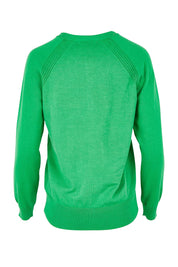 Product shot of the Kelly Green Classic Cotton Cardigan in colour Green (Green), from the back
