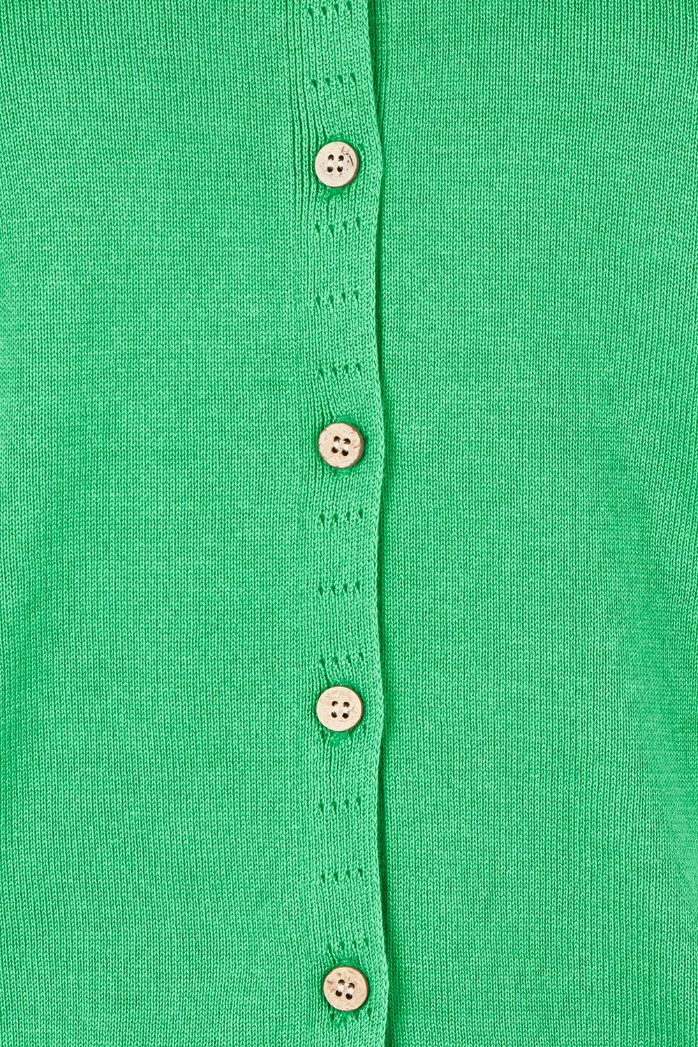 Product shot of the Kelly Green Classic Cotton Cardigan in colour Green (Green), detail