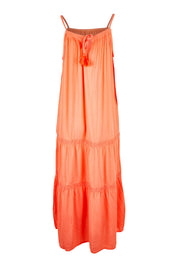 Product shot of the Amara Maxi Dress in colour Coral (Pink), from the back