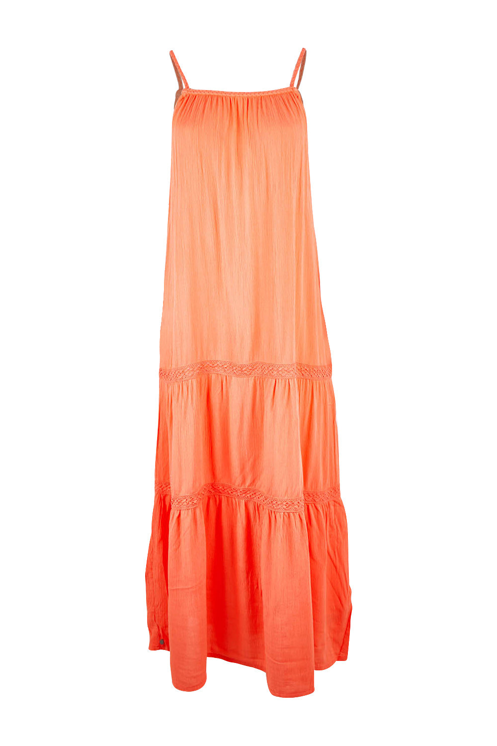 Product shot of the Amara Maxi Dress in colour Coral (Pink), from the front