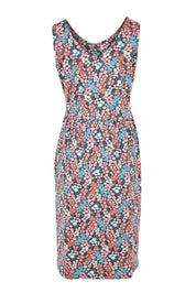 Product shot of the Millie Sleeveless Dress in colour Multi (Blue), from the back