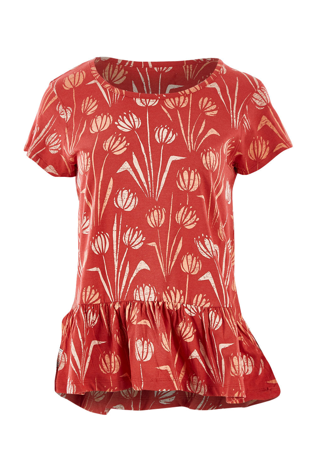 Product shot of the Water Reed Blouse in colour Red (Red), from the front