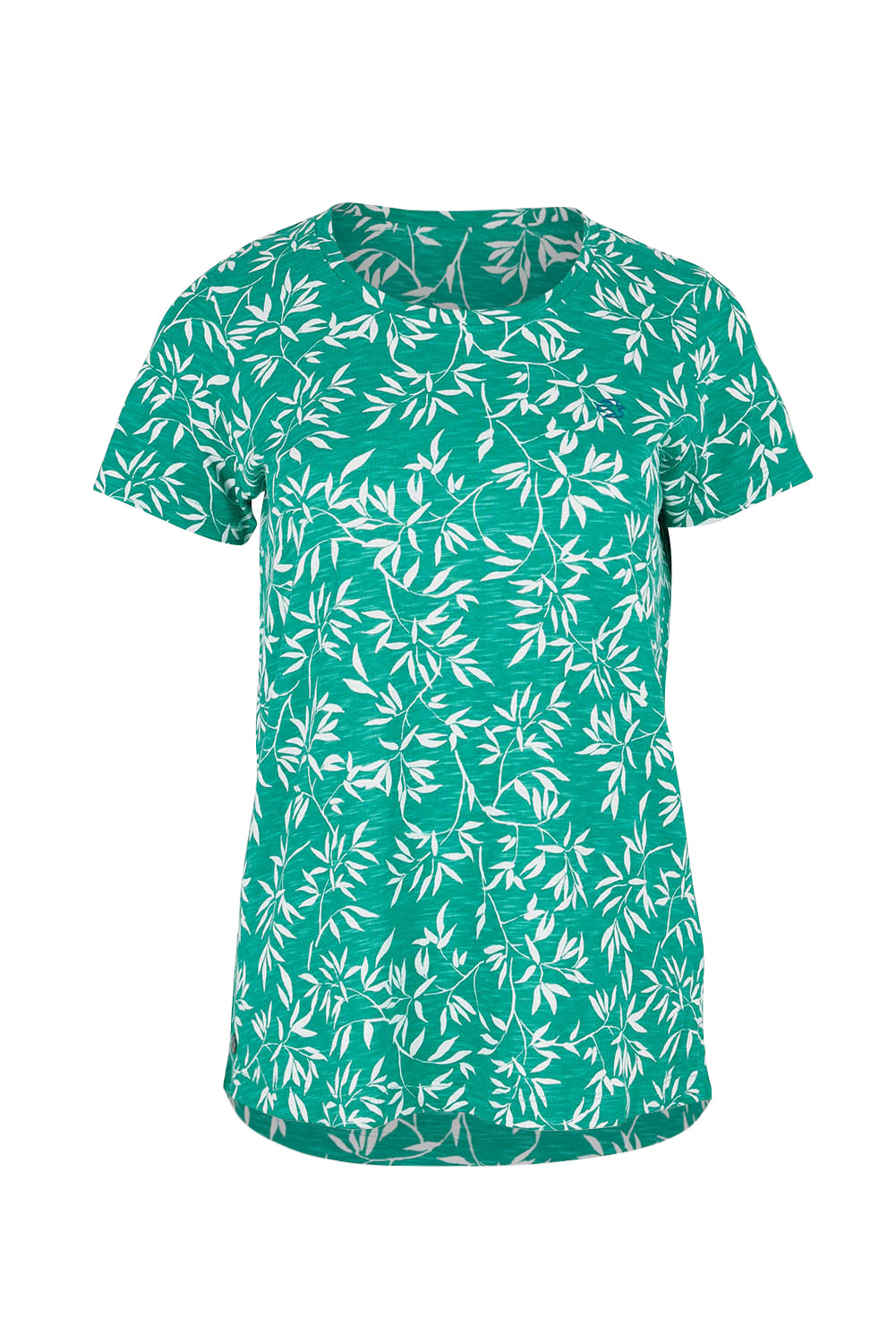 Product shot of the Bamboo Leaves Tshirt in colour Green (Green), from the front