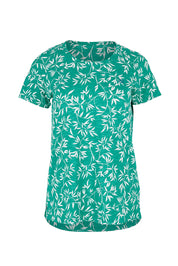 Product shot of the Bamboo Leaves Tshirt in colour Green (Green), from the front