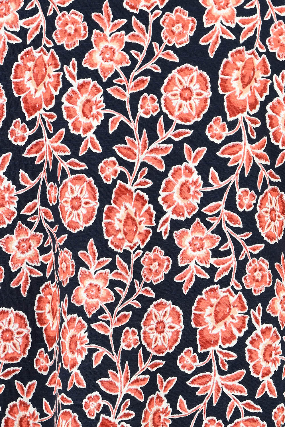 Product shot of the Boho Floral T Shirt in colour Multi (Blue), detail