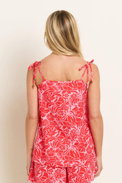 A model wearing the Josie Camisole in colour Red (Red), from the back