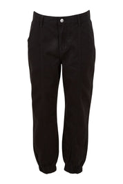 Product shot of the Sara Cuffed Jean in colour Black (Black), from the front