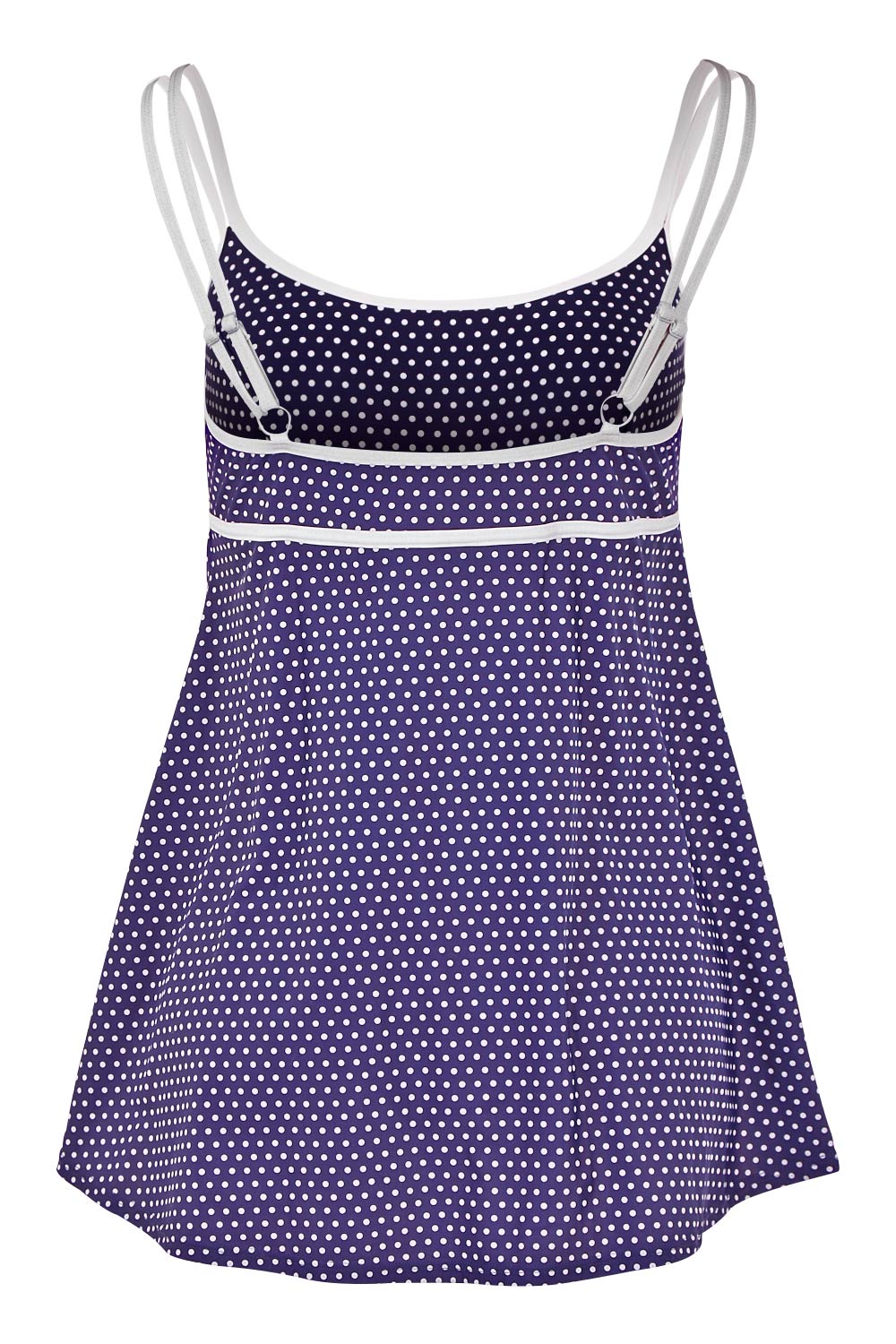 Product shot of the Underwire Swim Dress in colour NavyWhite (Blue), from the back