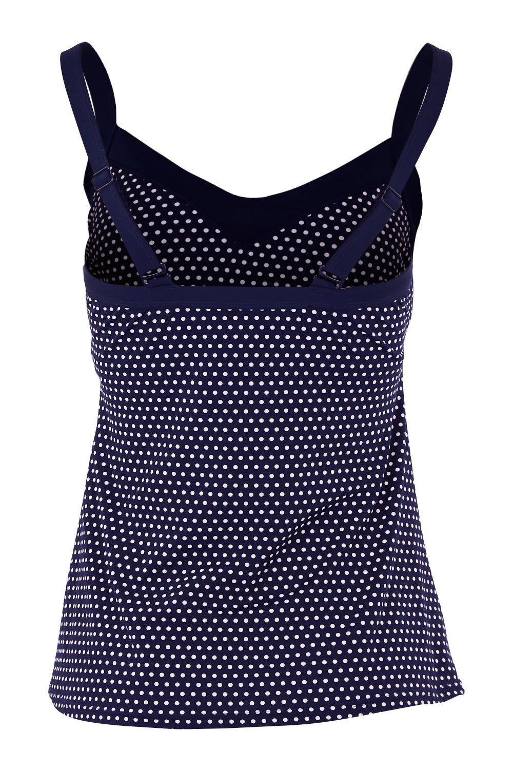 Product shot of the Underwire Tankini Top in colour NavyWhite (Blue), from the back