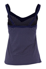 Product shot of the Underwire Tankini Top in colour NavyWhite (Blue), from the back