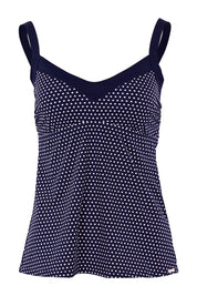 Product shot of the Underwire Tankini Top in colour NavyWhite (Blue), from the front