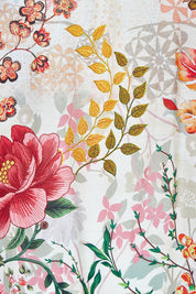 Product shot of the Rouge Bloom Kimono in colour Rouge, detail
