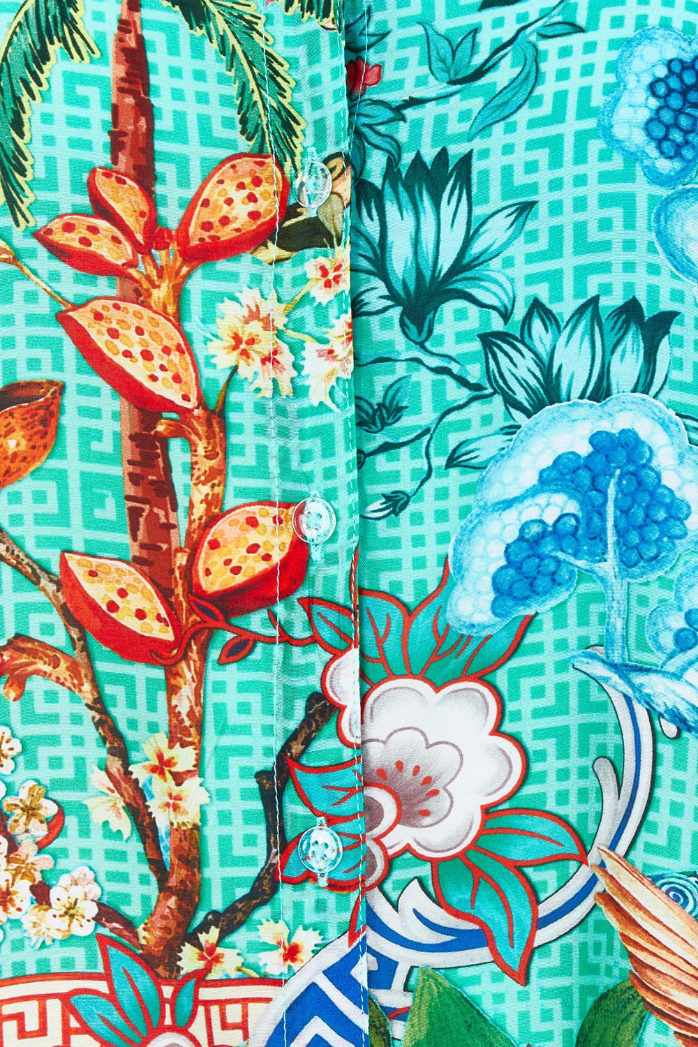 Product shot of the Tea House Shirt in colour Teahouse (Green), detail