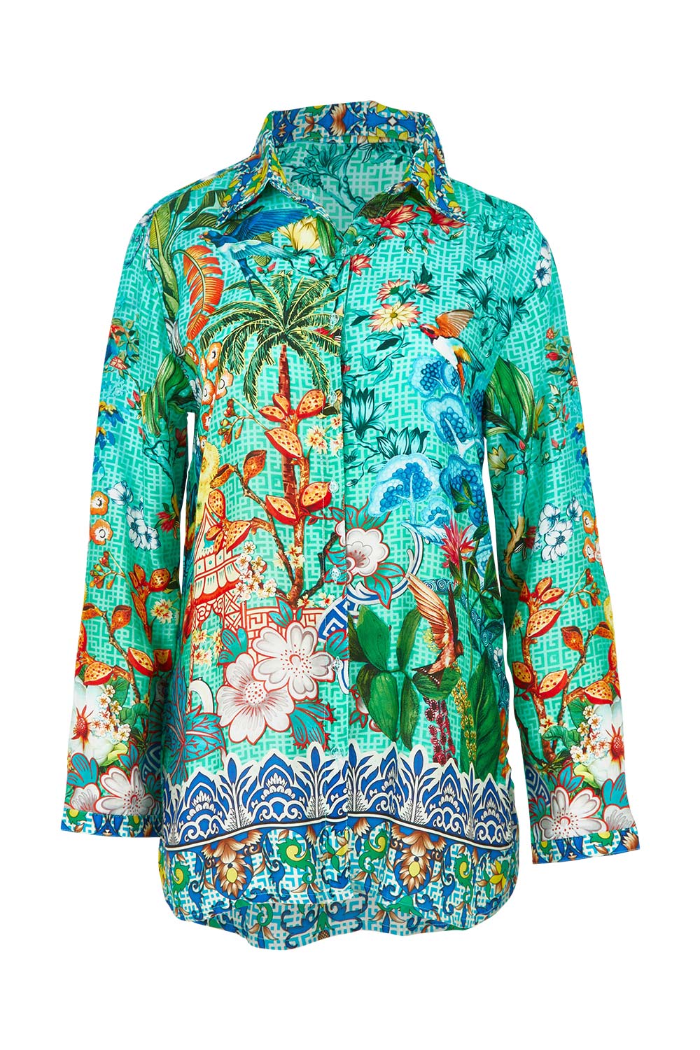 Product shot of the Tea House Shirt in colour Teahouse (Green), from the front