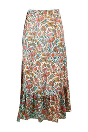 Product shot of the Eden Wrap Skirt in colour Eden (Blue), from the back