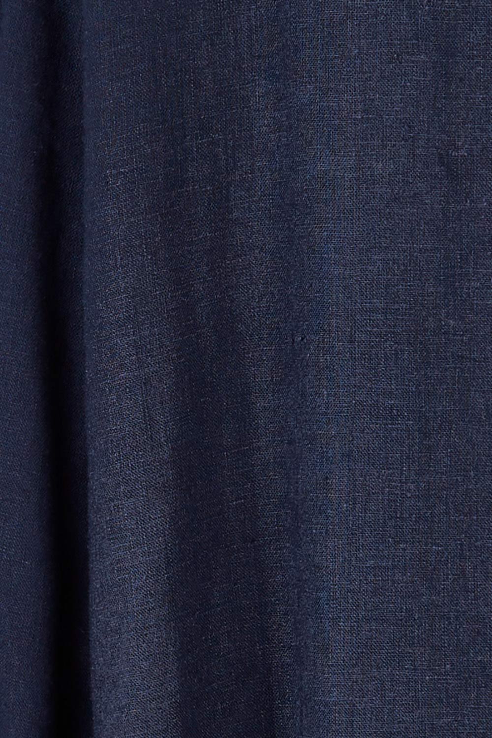 Product shot of the Linen Blend Ruffle Hem Top in colour Navy (Blue), detail