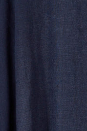 Product shot of the Linen Blend Ruffle Hem Top in colour Navy (Blue), detail