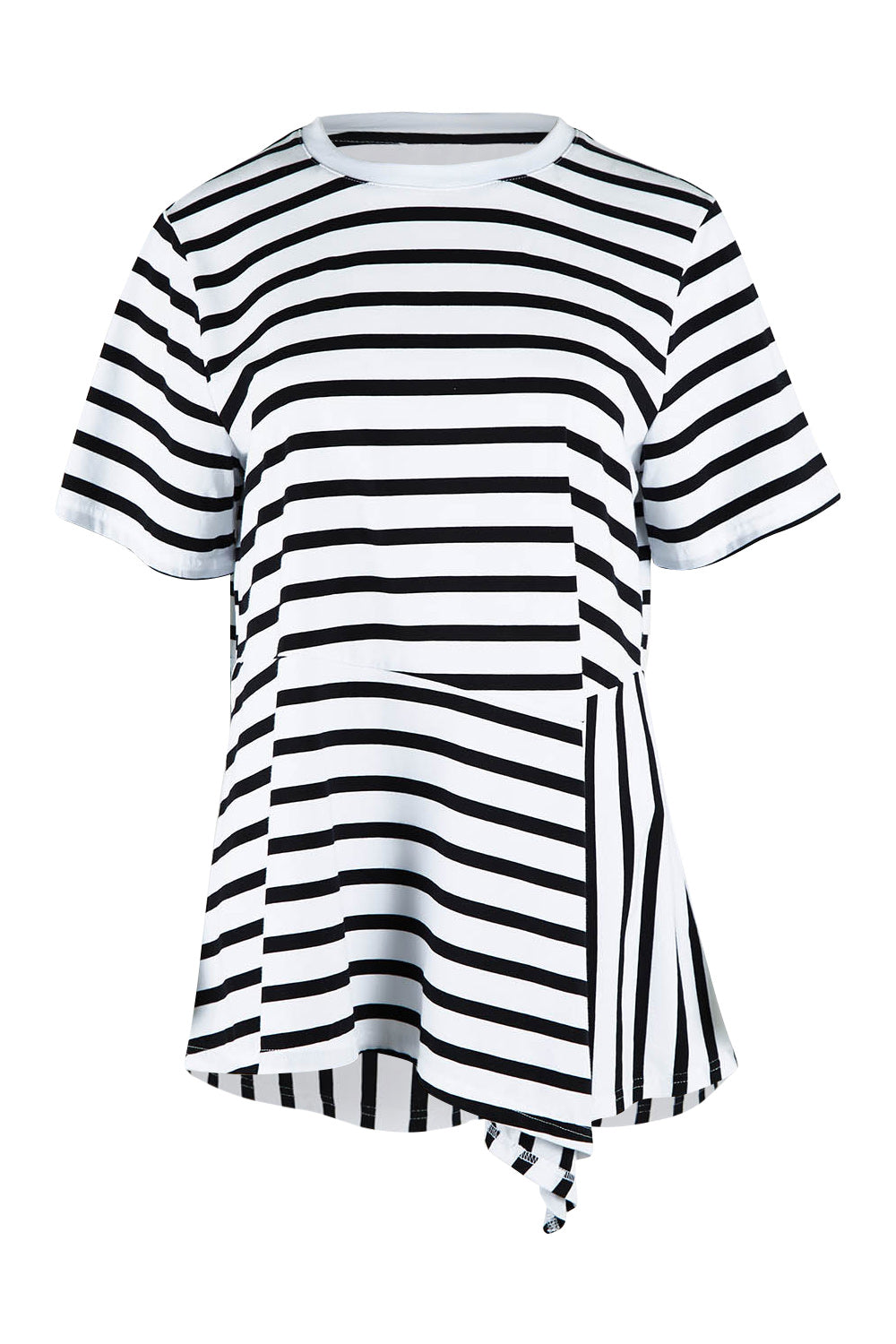 Product shot of the Visa Vera Cotton Tee in colour Blkwhite (Black), from the front