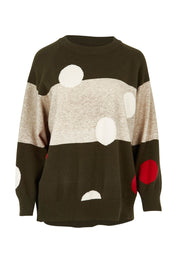 Product shot of the Moonlight Knit Jumper in colour Khaki (Green), from the front