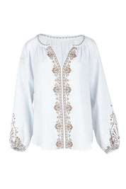 Product shot of the Cross Stitch Embroidered Cotton Top in colour White (White), from the front