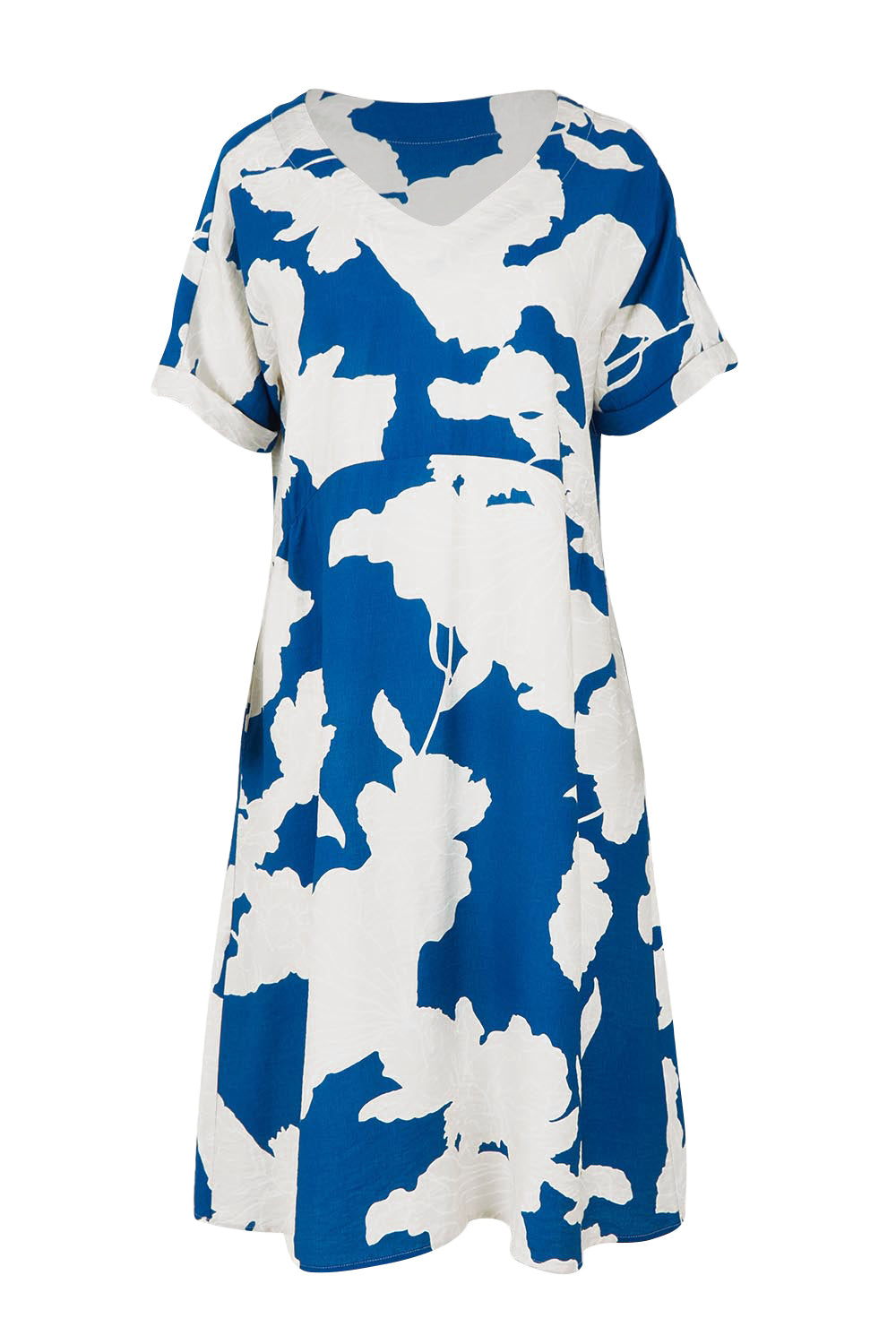Product shot of the Barcelona Dress in colour Blue (Blue), from the front