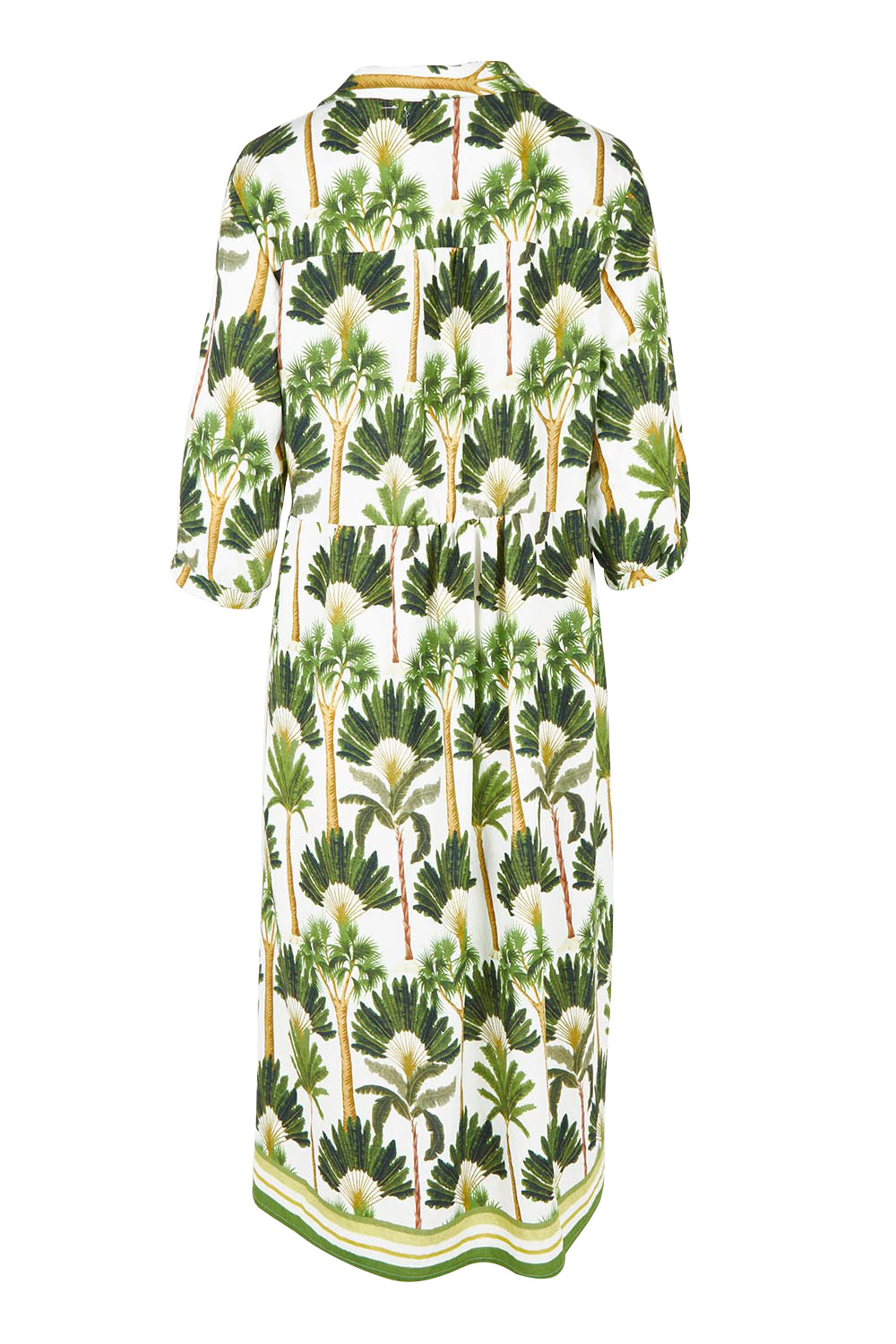 Product shot of the Amazon Print Dress in colour Green (Green), from the back