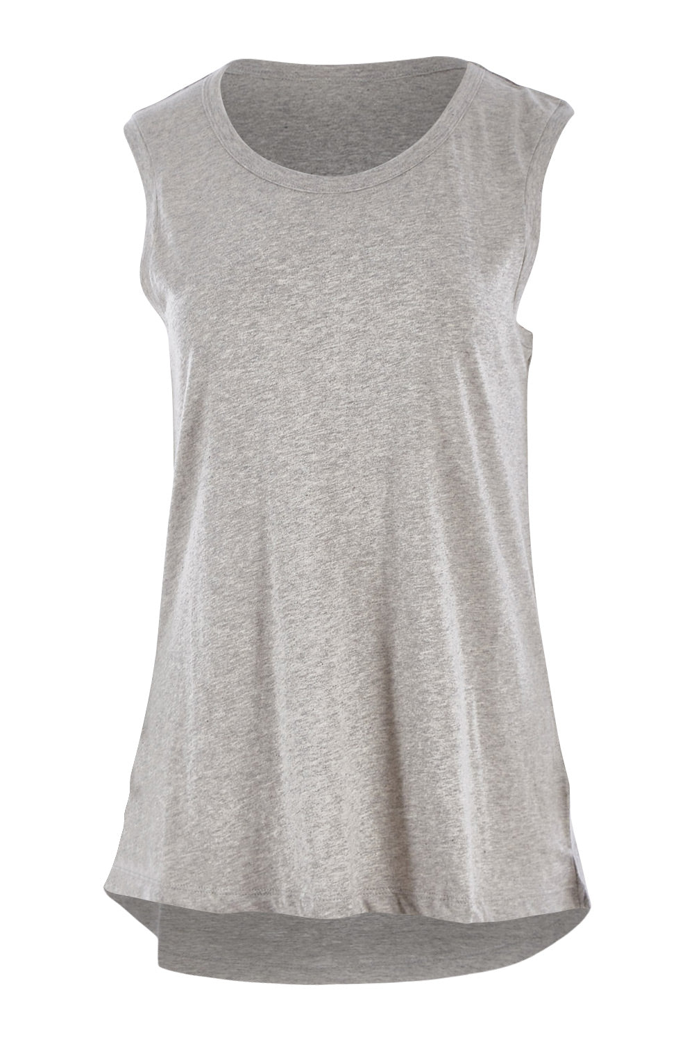 Product shot of the Organic Cotton Amelia Tank in colour Greymarle (Grey), from the front