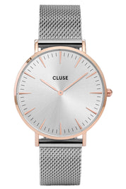 Product shot of the La Boheme Mesh Watch in colour RoseGoldSl (Metallics), from the front