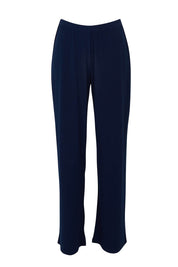 Product shot of the Travel Wide Leg Pant in colour Navy (Blue), from the front