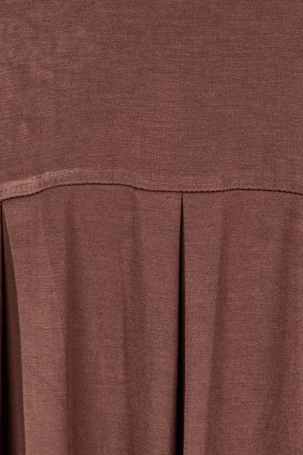 Product shot of the Box Pleat Dress – Choc in colour Choc, showing detail