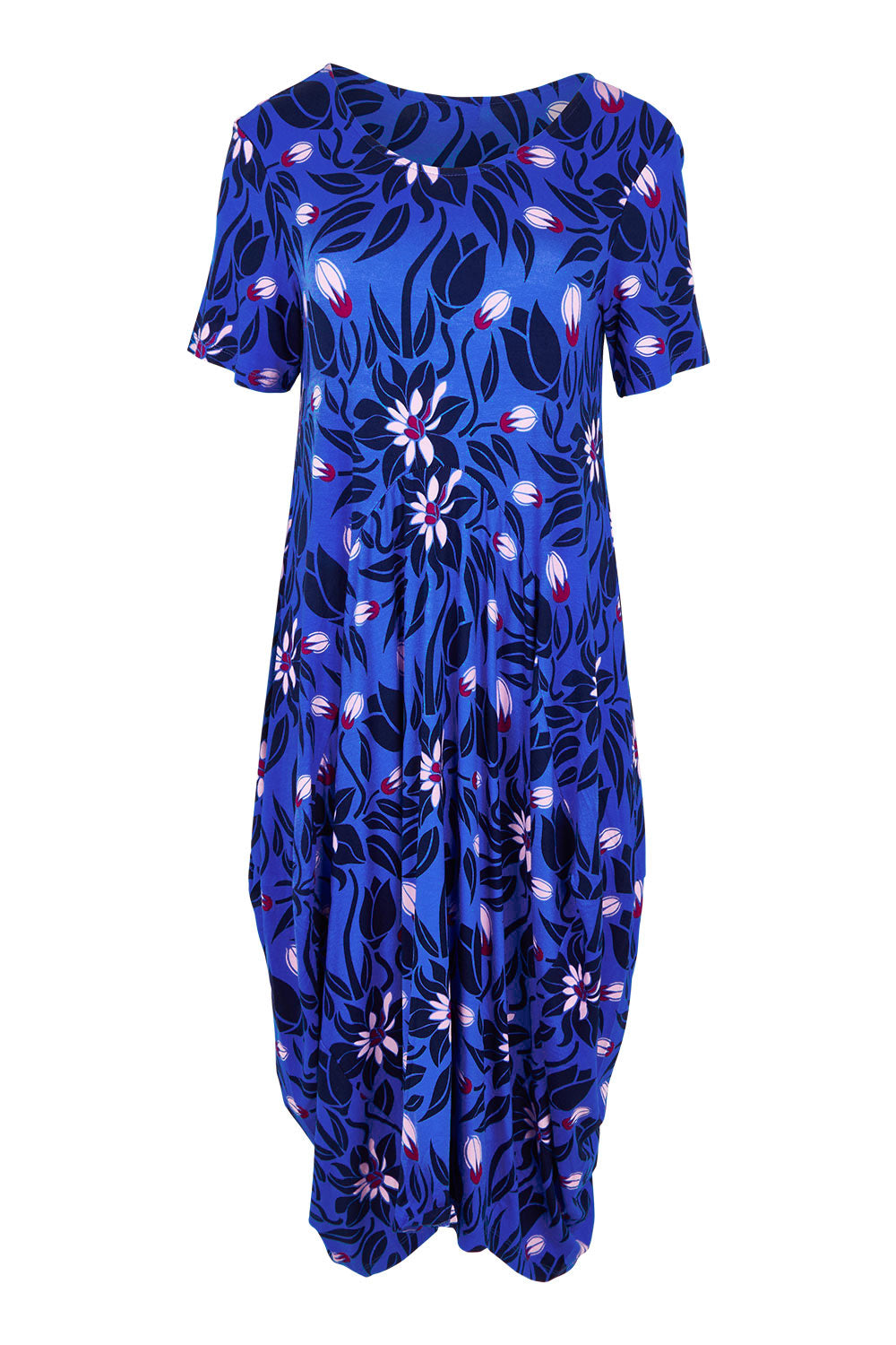 Product shot of The Bounce Dress in colour Blue (Blue), from the front