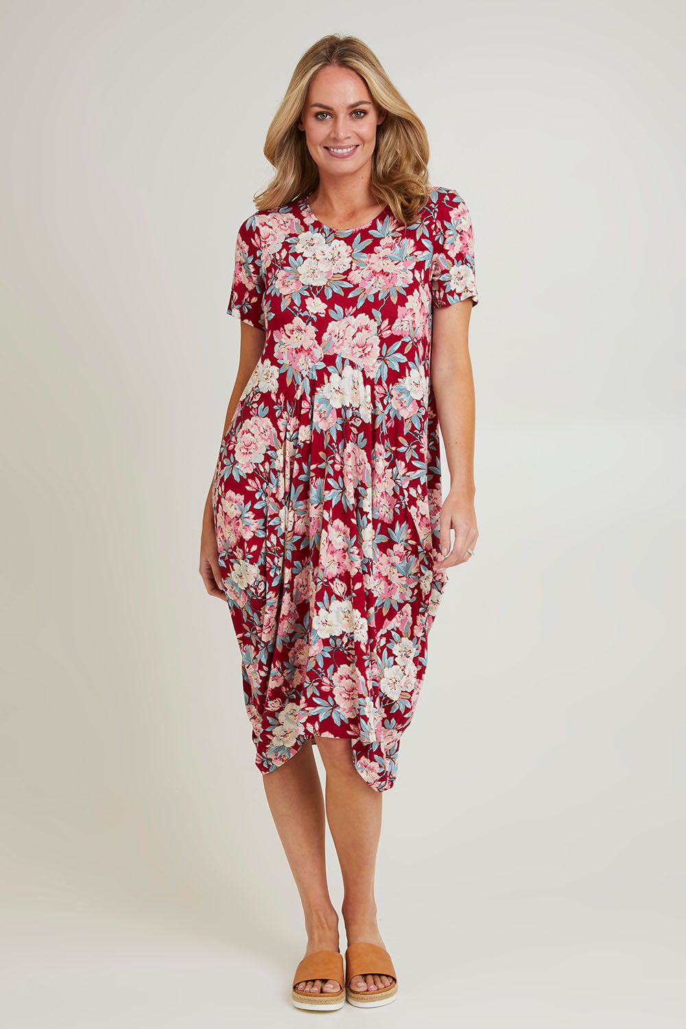 Preloved Cap Sleeve Bounce Dress - Cherry