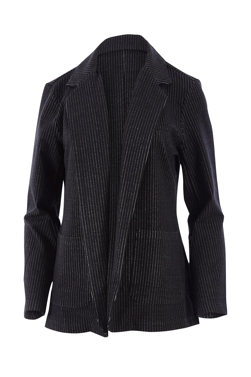 Preloved Pinstripe Jacket - Black