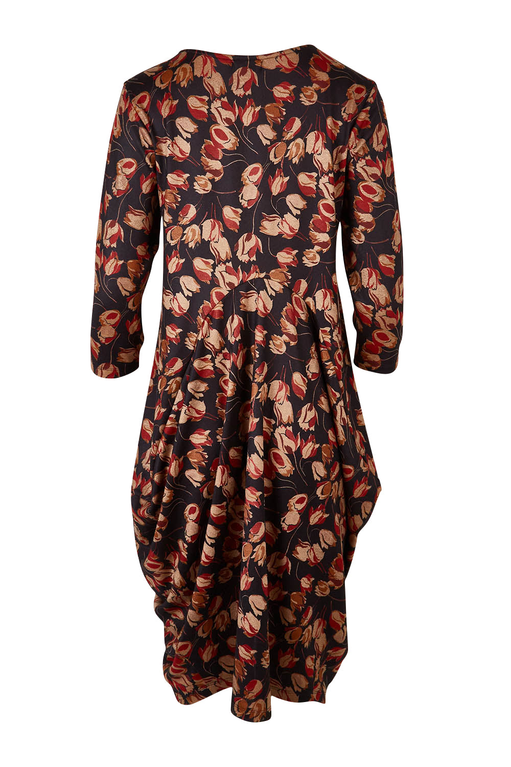 Product shot of the Bounce Dress in colour Rust (Black), from the back