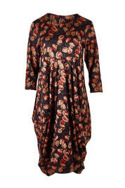 Product shot of the Bounce Dress in colour Rust (Black), from the front