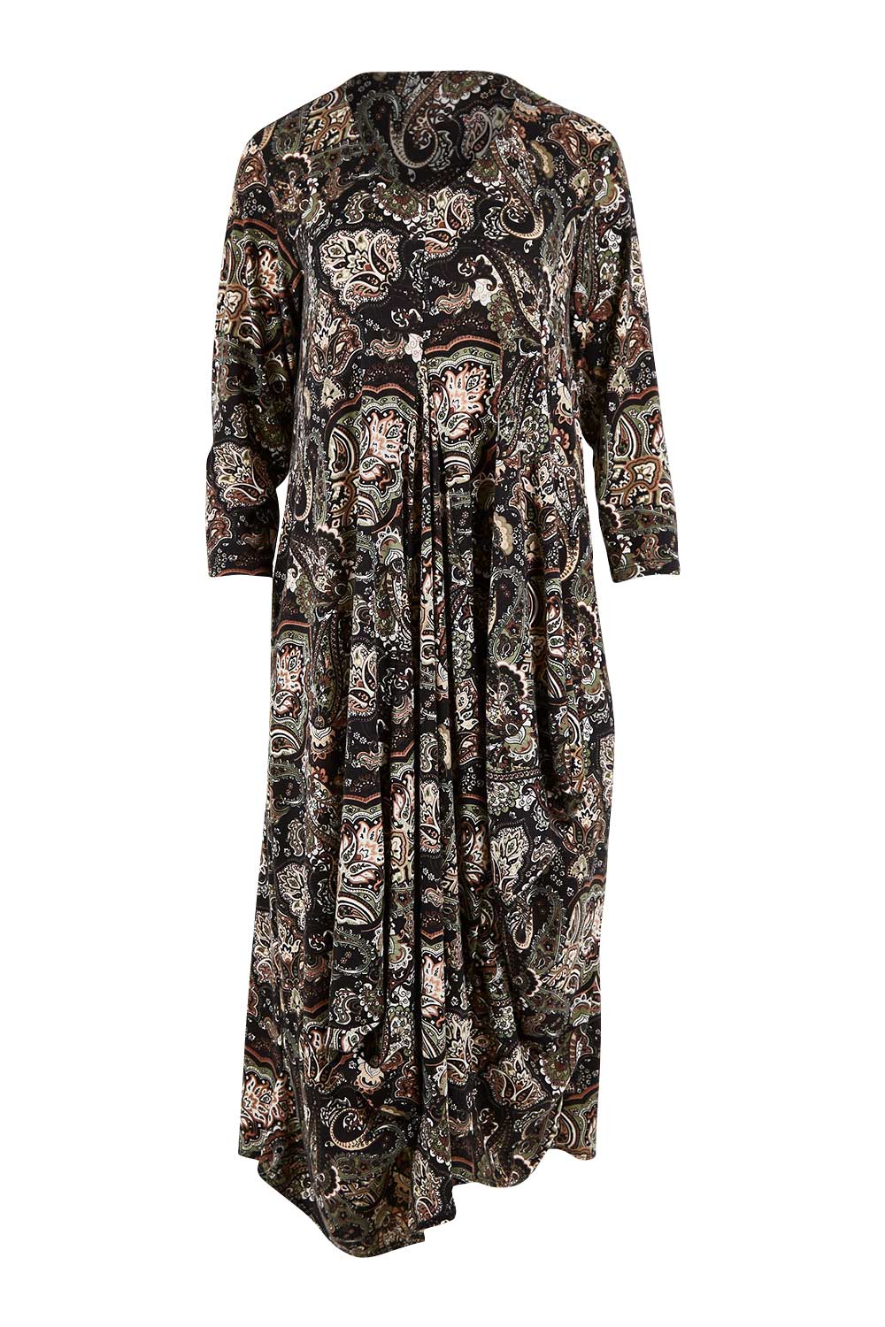 Product shot of the Jo Jo Print Jersey Dress in colour Green (Green), from the front