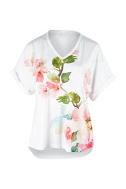 Product shot of the Floral Bouquet Tee in colour White (White), from the front