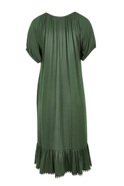 Product shot of the Lucy Core Dress in colour Khaki (Green), from the back
