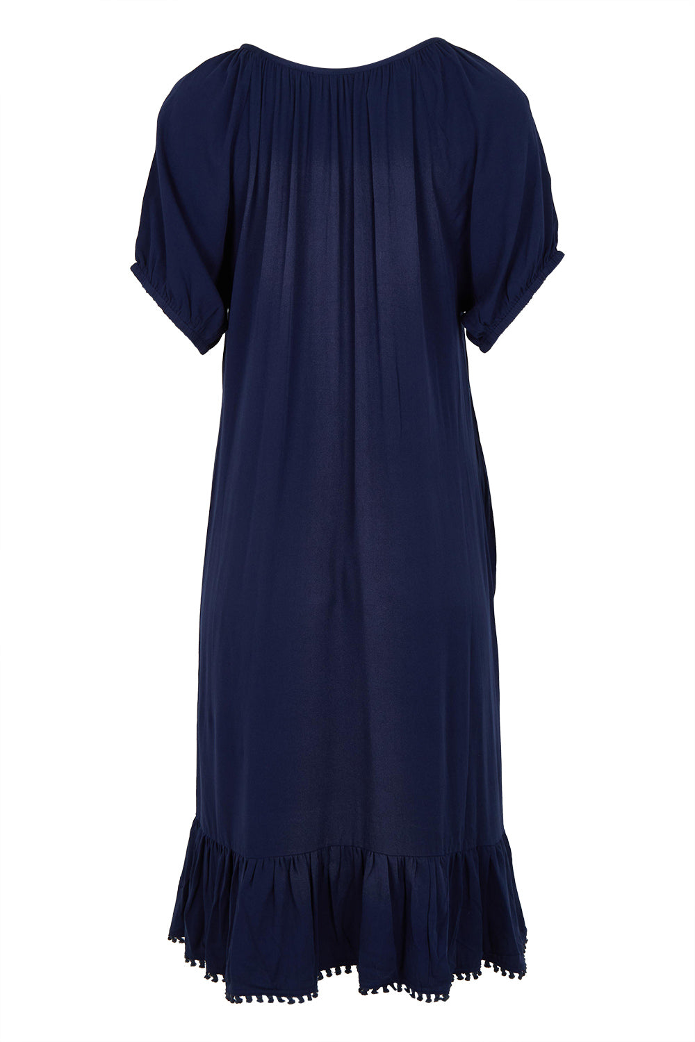 Product shot of the Lucy Core Dress in colour Navy (Blue), from the back